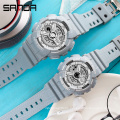 Sanda 299G 292L Sport Trend Ladies Men Digital Wristwatches LED Luminous Chrono Rubber Functional Couple Watches